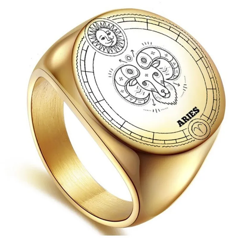 Punk Vintage Twelve Constellations Rings