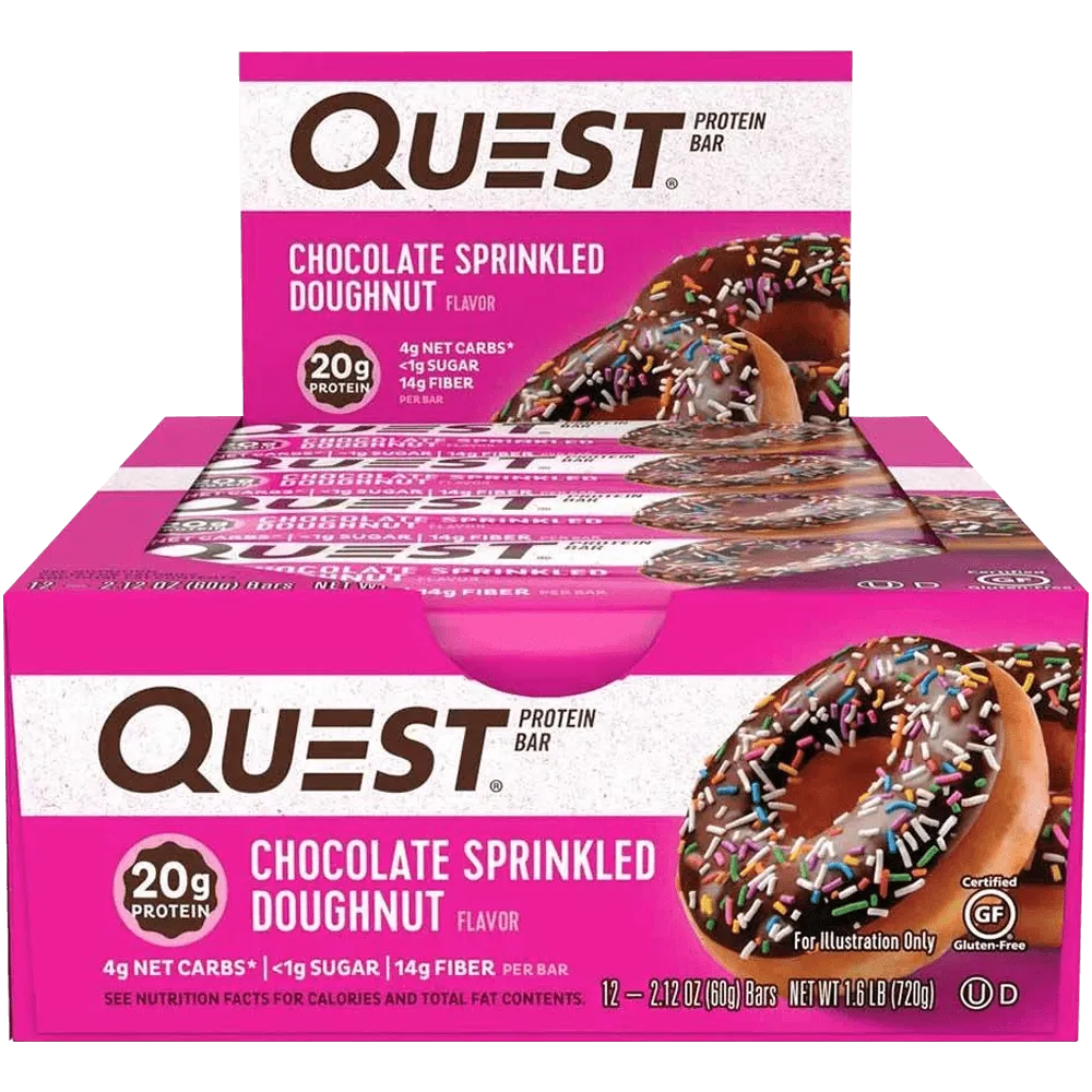 Quest Protein Bar Chocolate Sprinkled Doughnut - 12x60g.