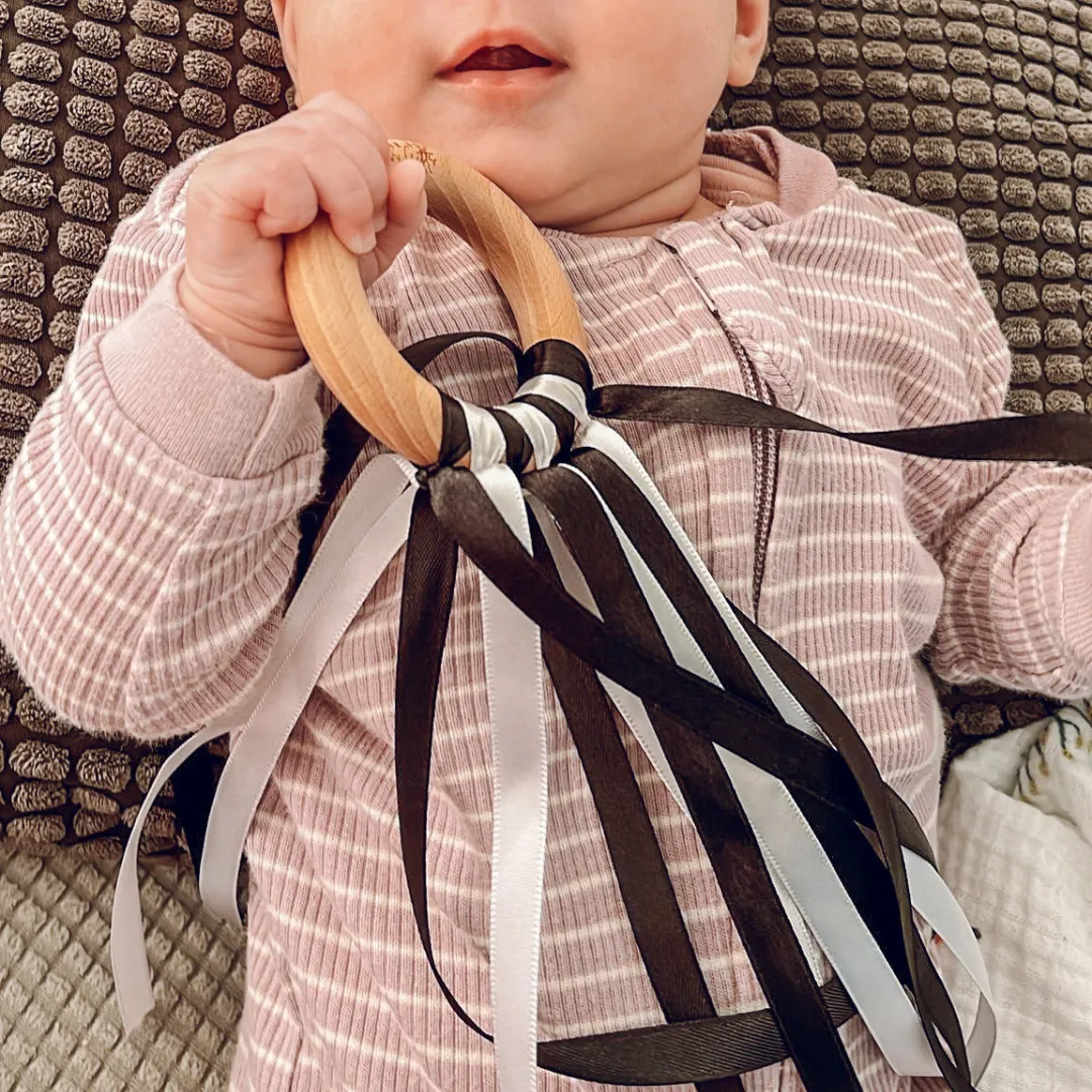 Rainbow and Black & White Ribbon Ring Combo | UKCA Tested