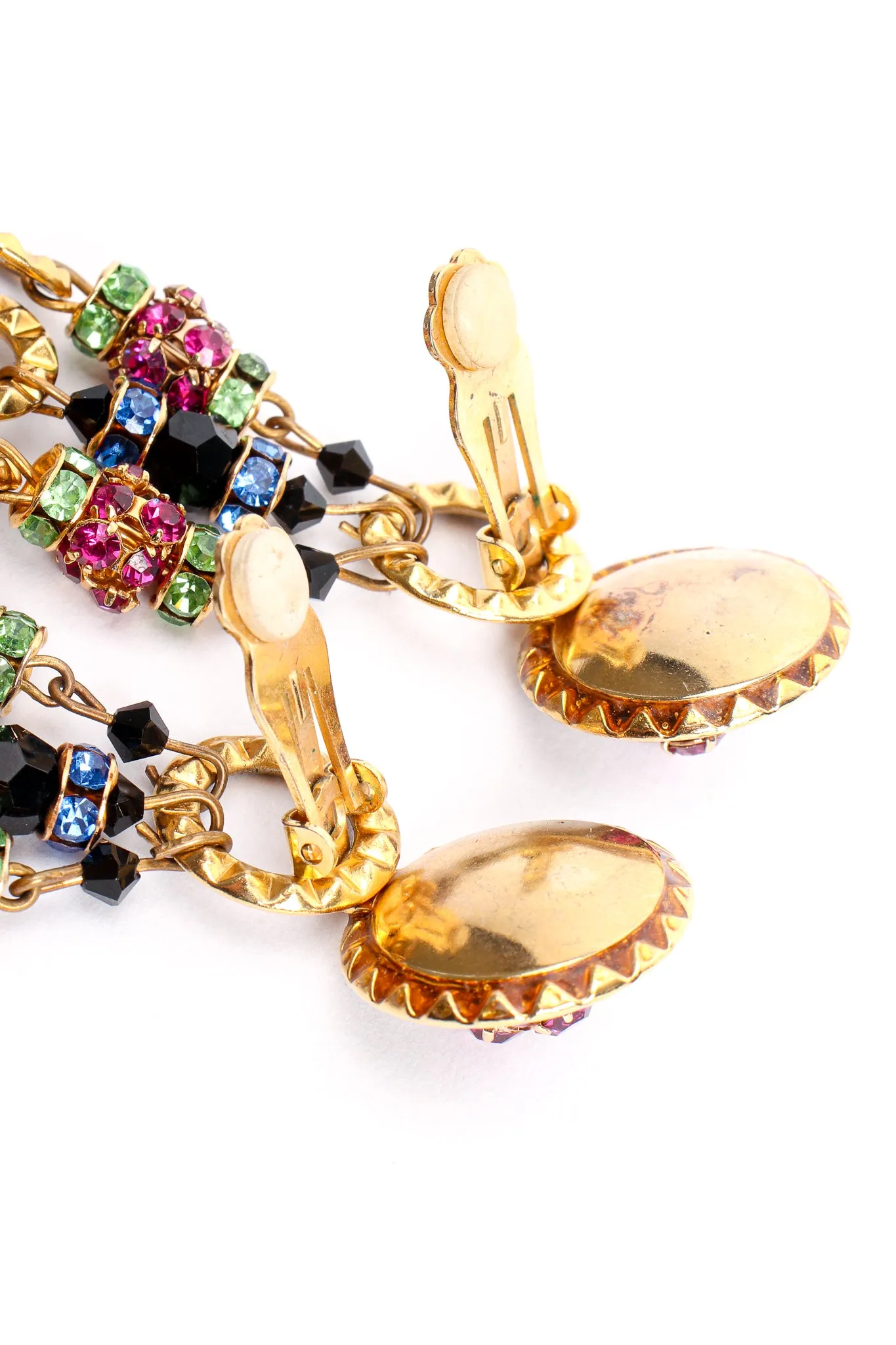 Rainbow Rhinestone Ball 3-Strand Earrings