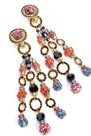 Rainbow Rhinestone Ball 3-Strand Earrings