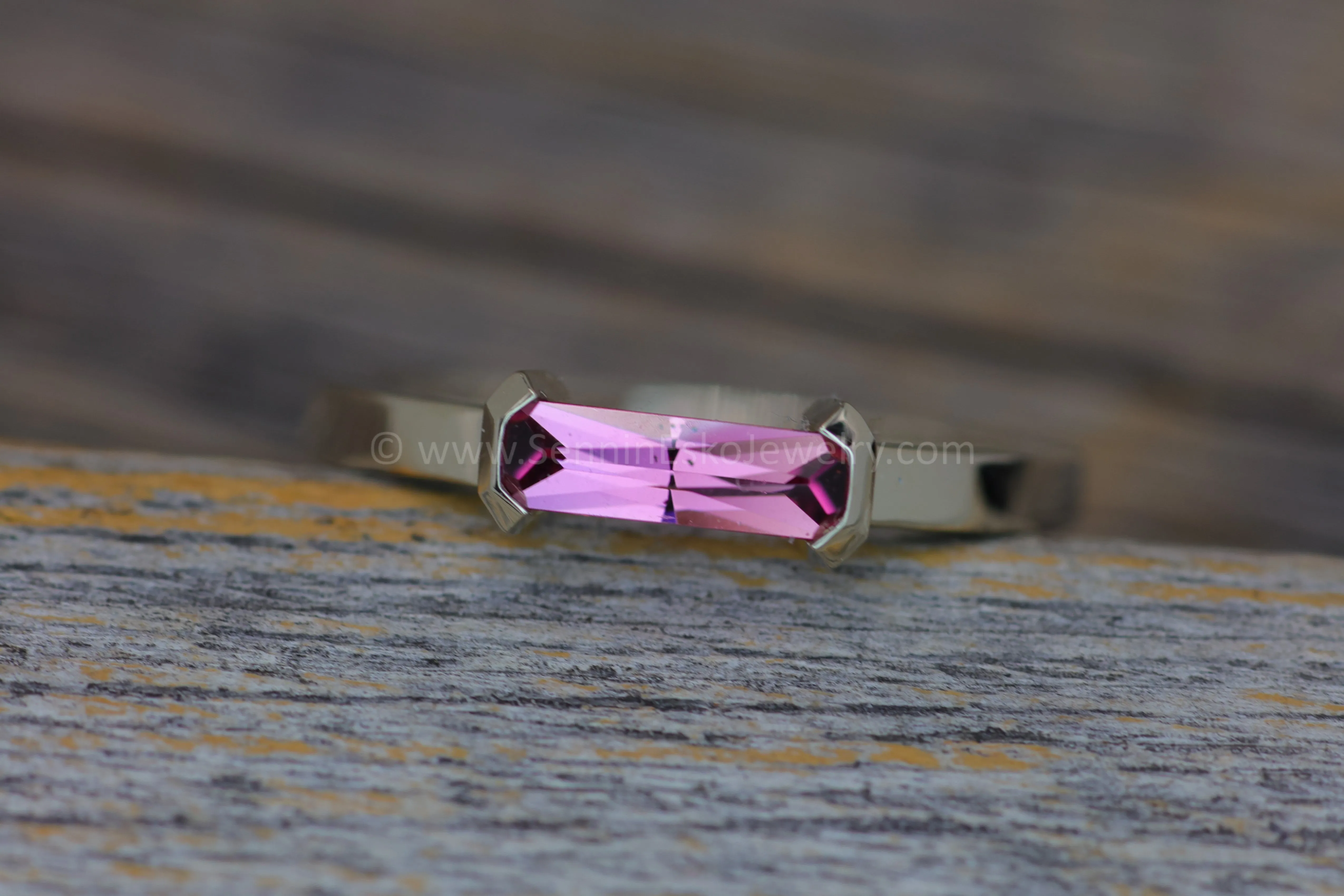 READY TO SHIP 0.57 Carat Pink Sapphire White Gold Channel Ring - Size 7