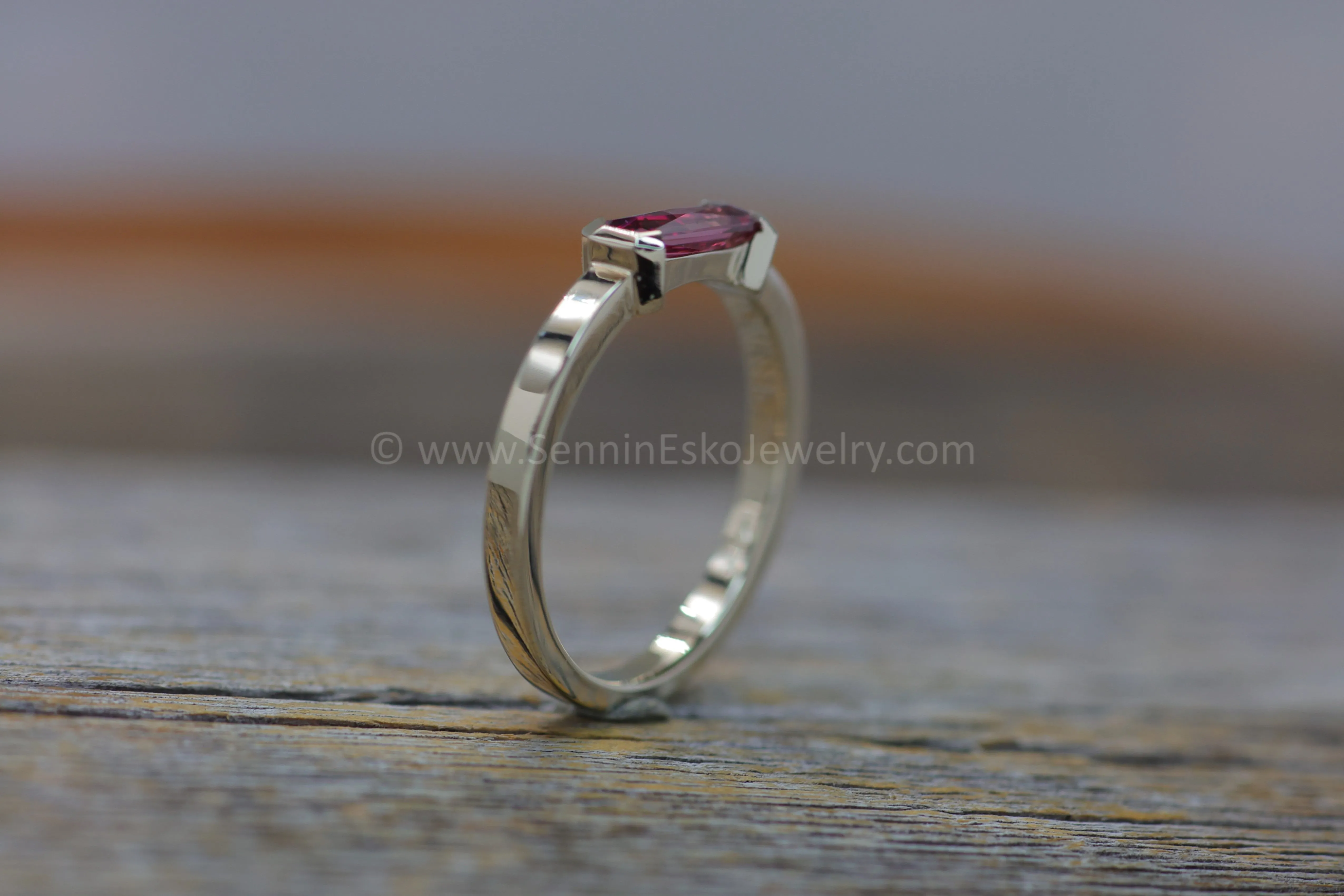 READY TO SHIP 0.57 Carat Pink Sapphire White Gold Channel Ring - Size 7