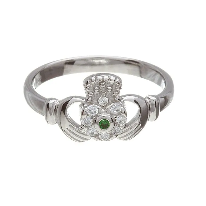 Retired Ladies Silver Claddagh Ring with CZ Stones LS-CLAD15