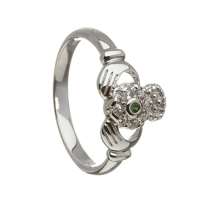 Retired Ladies Silver Claddagh Ring with CZ Stones LS-CLAD15