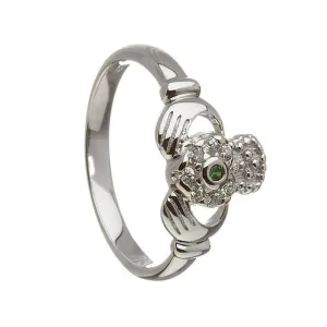 Retired Ladies Silver Claddagh Ring with CZ Stones LS-CLAD15