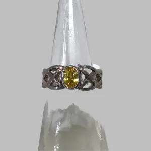 ~Ring: Sterling Silver Yellow Stone