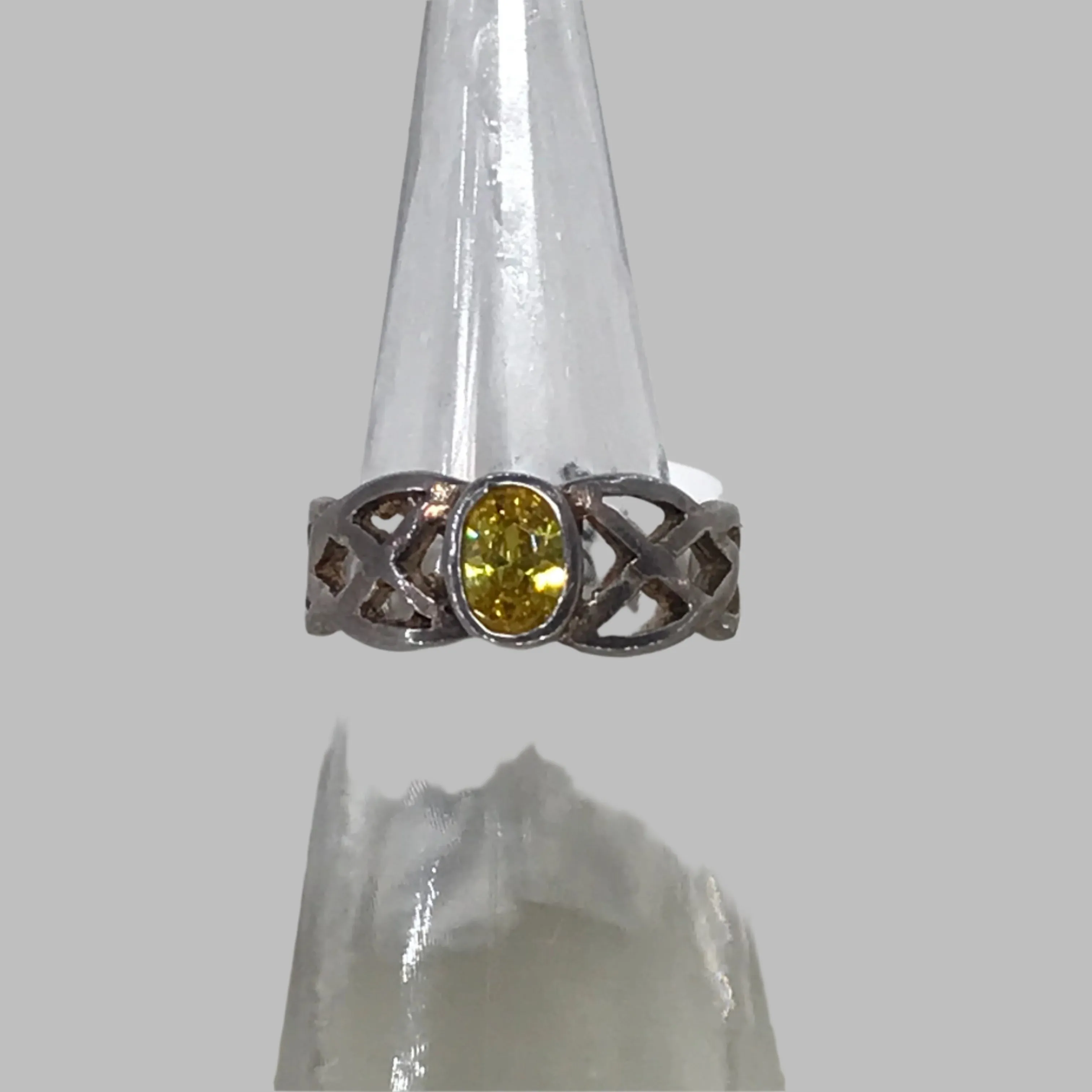~Ring: Sterling Silver Yellow Stone
