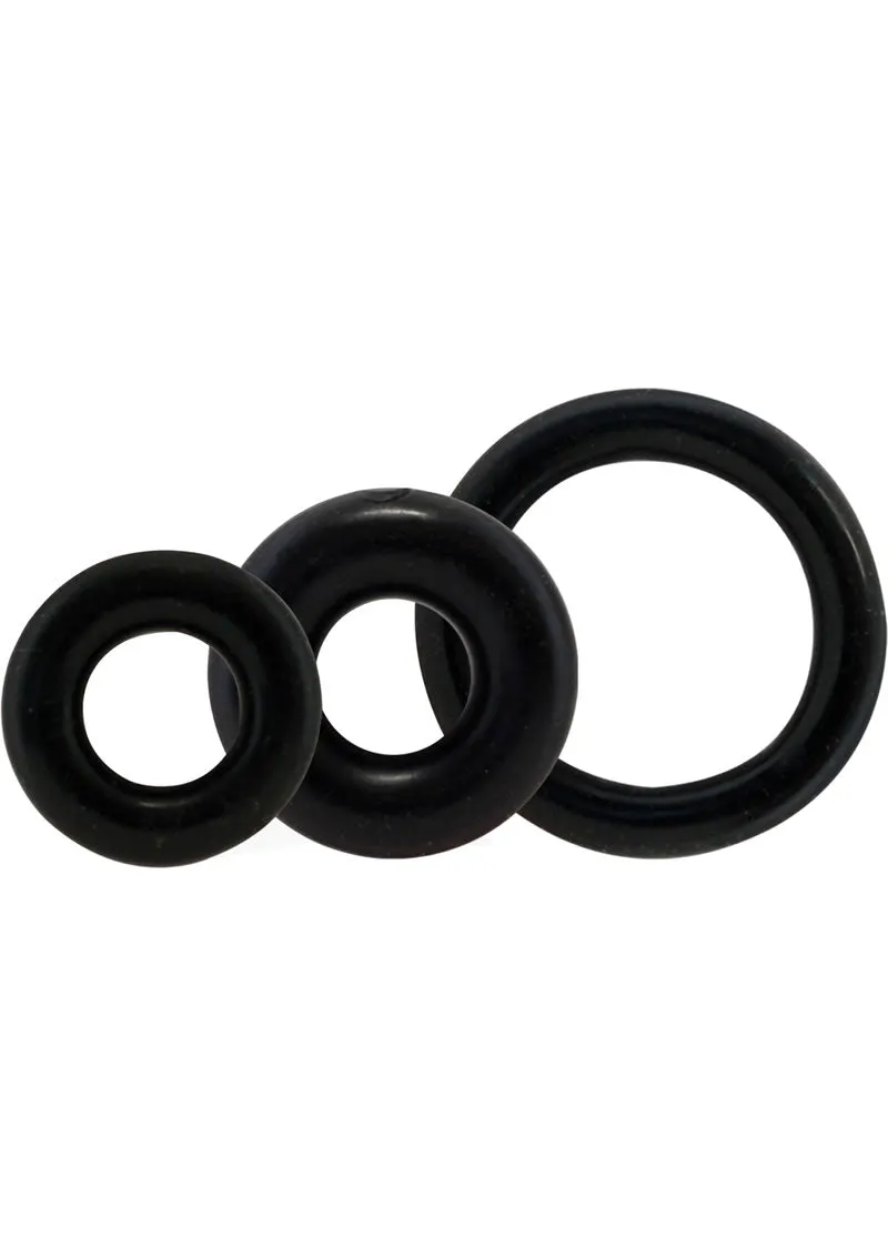 Ringo 3 Pack Cockrings Black 6Pc Box