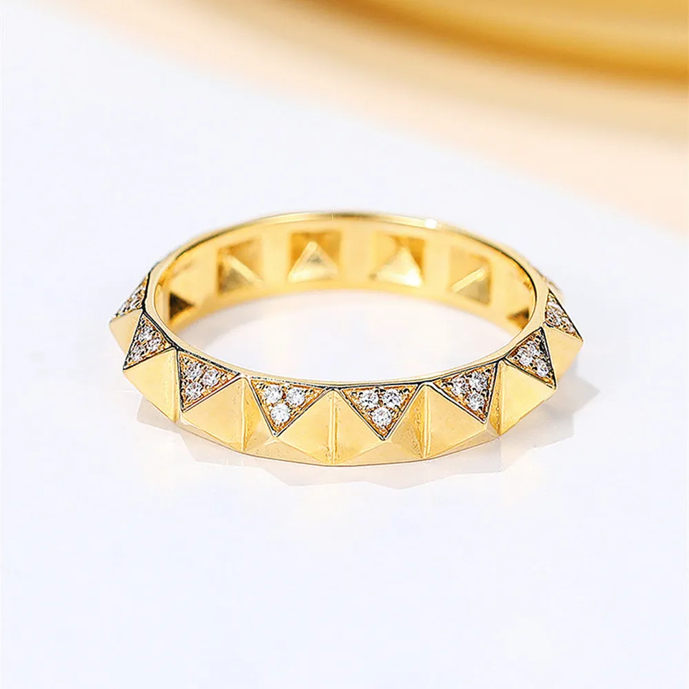 Rivet Style Pyramid Shape Diamond Ring