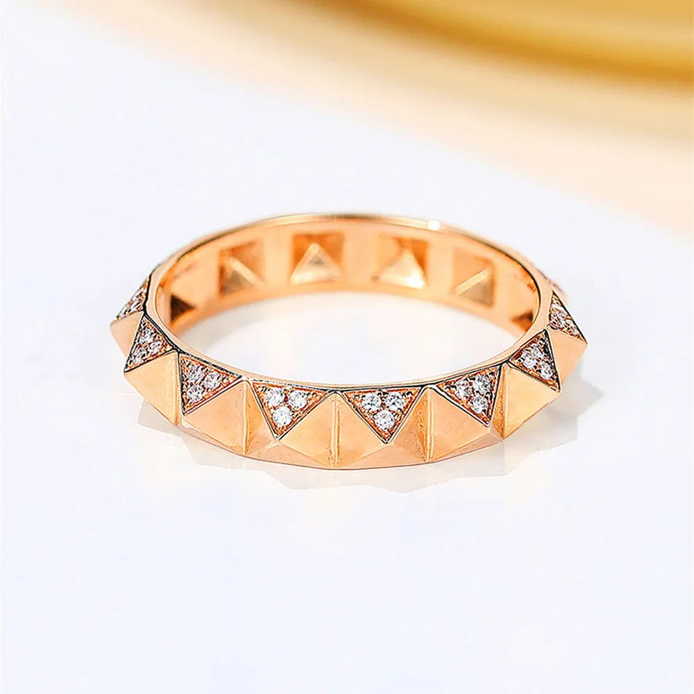 Rivet Style Pyramid Shape Diamond Ring