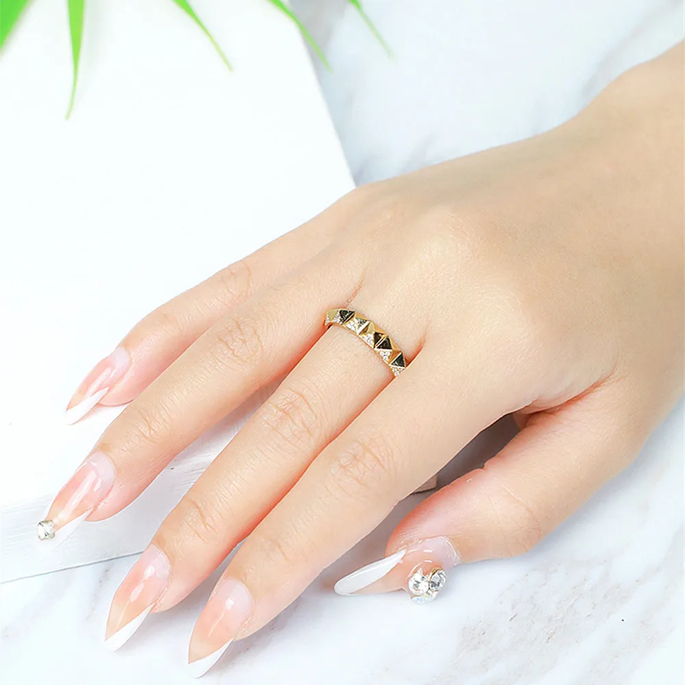 Rivet Style Pyramid Shape Diamond Ring