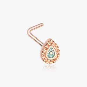 Rose Gold Mandala Ornate Sparkle L-Shaped Nose Ring