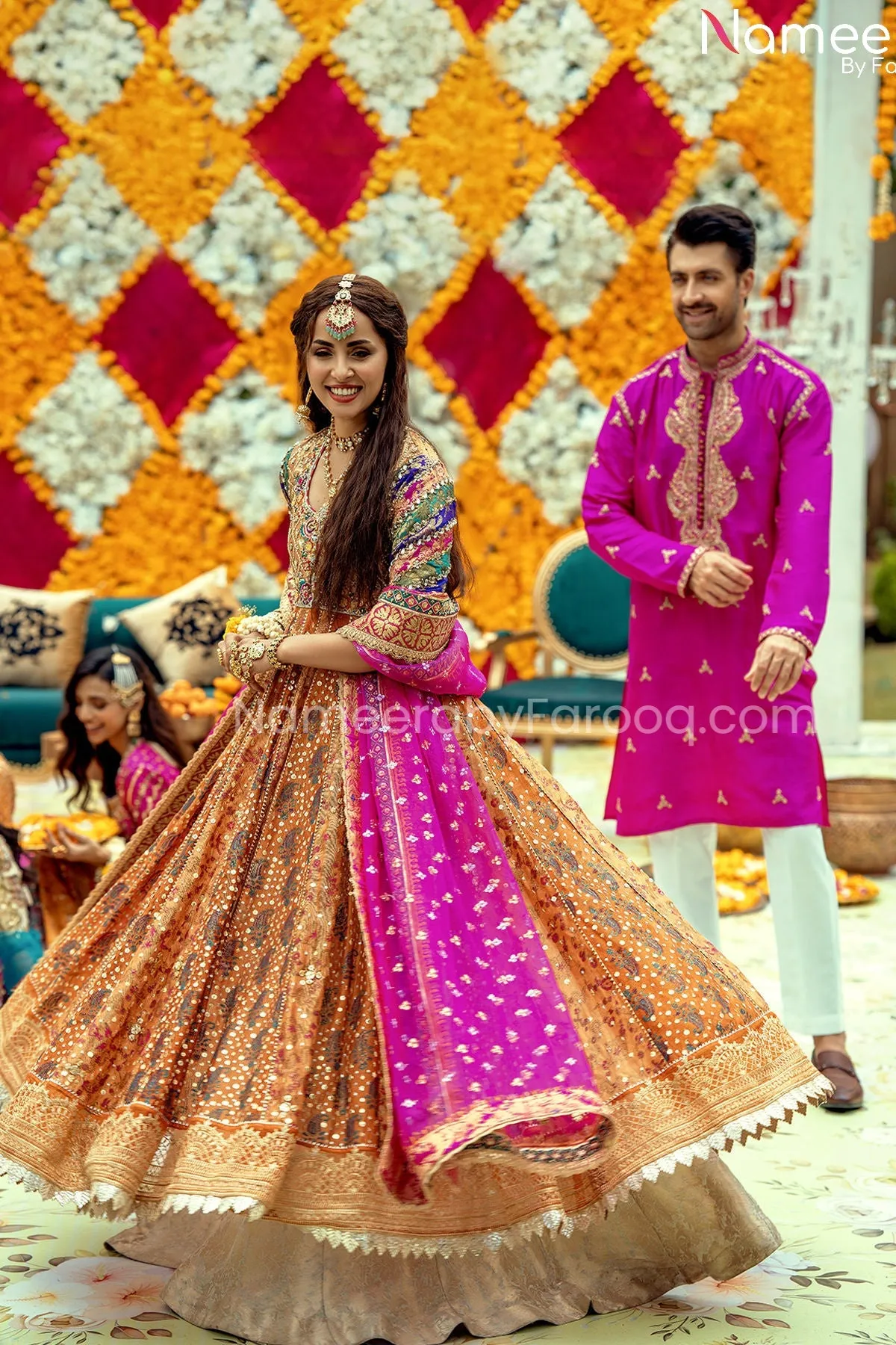Royal Mehendi Dress in Pishwas and Sharara Style #BS617