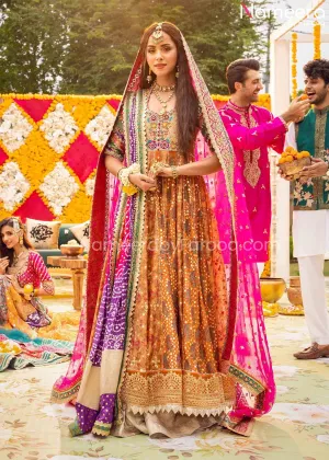 Royal Mehendi Dress in Pishwas and Sharara Style #BS617