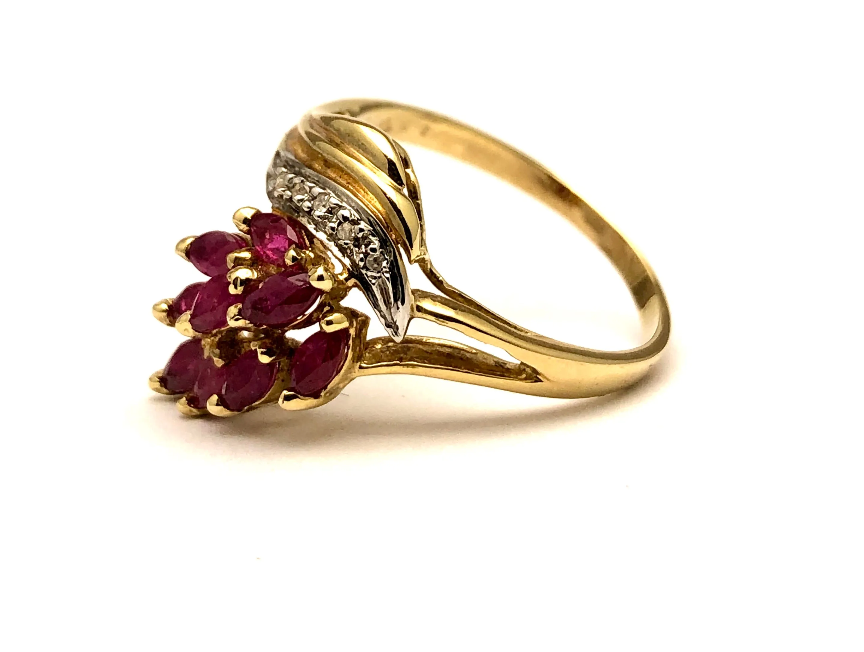 Ruby & Diamond Cocktail Ring 14K