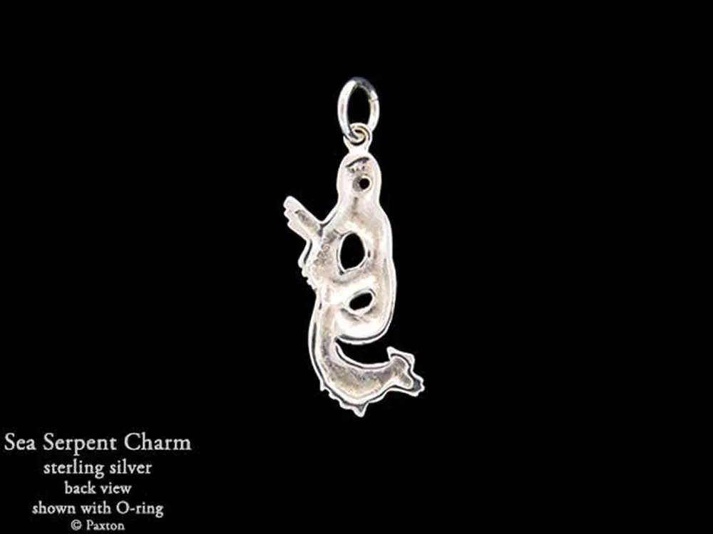 Sea Serpent Charm Necklace Sterling Silver