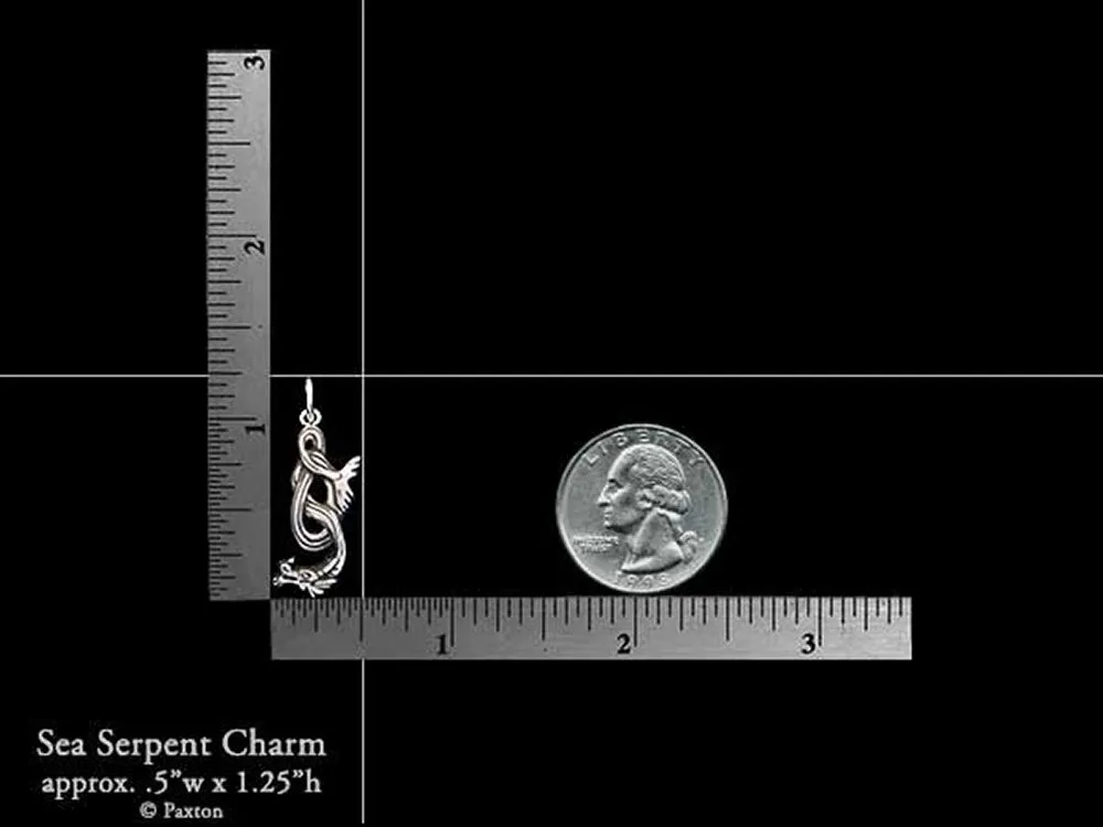 Sea Serpent Charm Necklace Sterling Silver