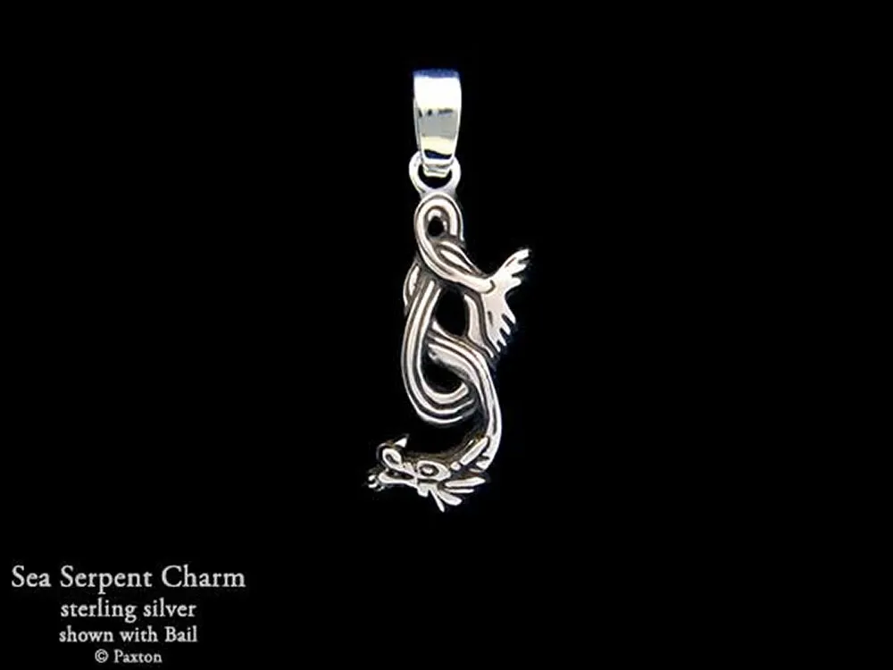Sea Serpent Charm Necklace Sterling Silver