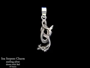 Sea Serpent Charm Necklace Sterling Silver