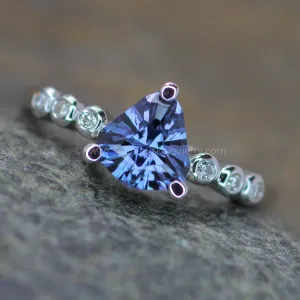Seven Stone Diamond Accented Prong Platinum Setting - Depicted with a Lilac Spinel (Setting Only, Center Stone Sold Separately)