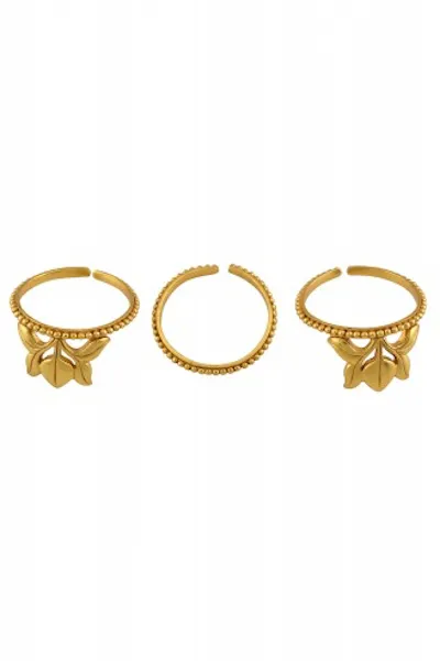 Silver Gold Plated Lotus Stacking Rings