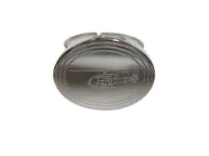 Silver Toned Etched Oval Simple Helicopter Adjustable Size Fashion Ring