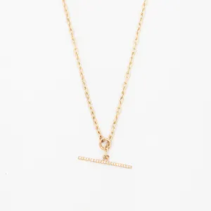 Small Square Oval Link Necklace with Pavé Toggle