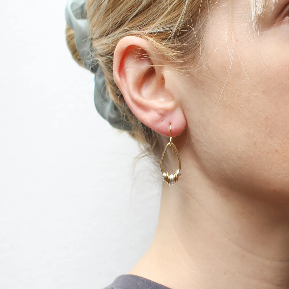 Small Teardrop with Accent Rings Wire Earrings