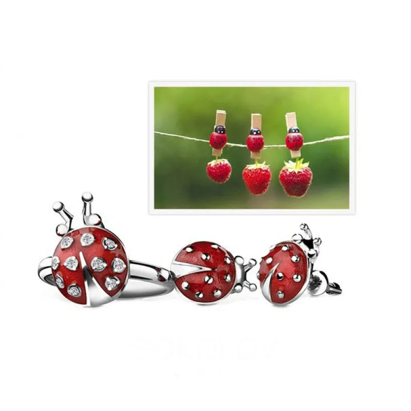 SOKOLOV - Ladybug Girl Ring, Sterling Silver With Red Enamel And CZ