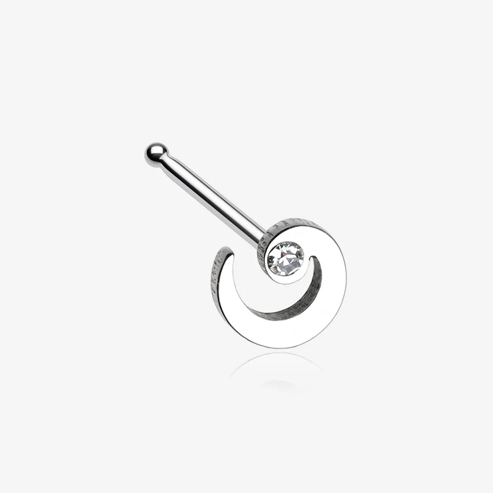 Spiral Swirl Sparkle Nose Stud Ring
