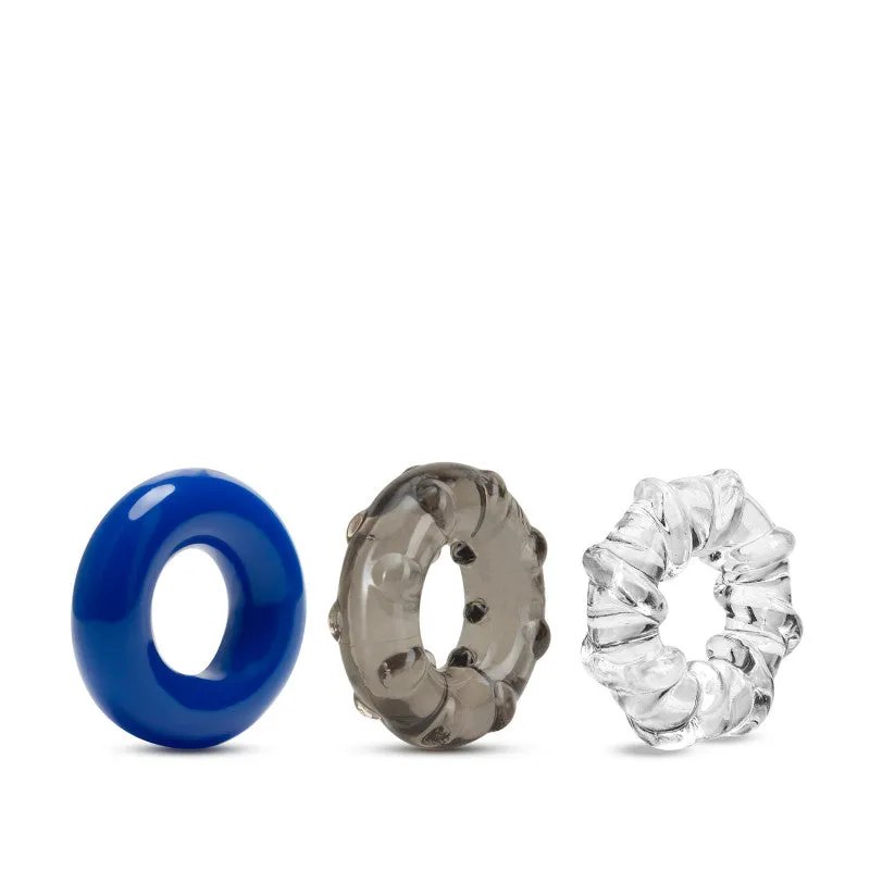 Stay Hard Triple Stretch Colored Cock Rings - Set of 3