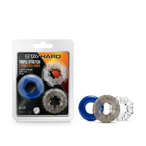 Stay Hard Triple Stretch Colored Cock Rings - Set of 3