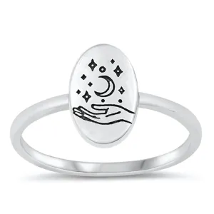 Sterling Silver Celestial Hand Ring