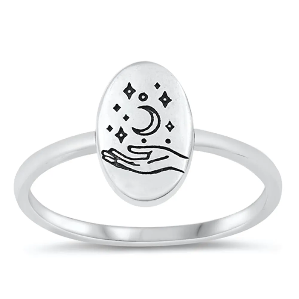 Sterling Silver Celestial Hand Ring