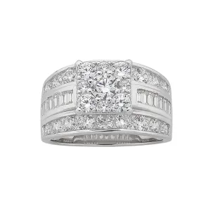 Sterling Silver Cubic Zirconia Square Centre Ring