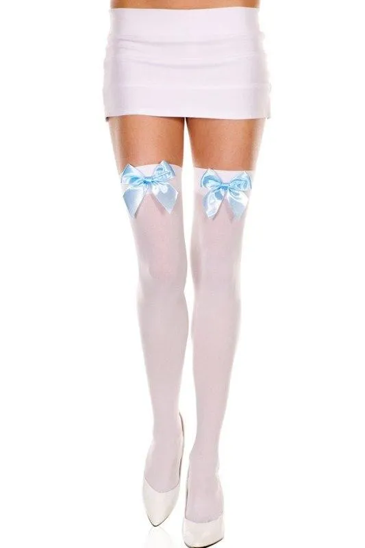 Stockings Thigh High Stay-ups With Bows Opaque