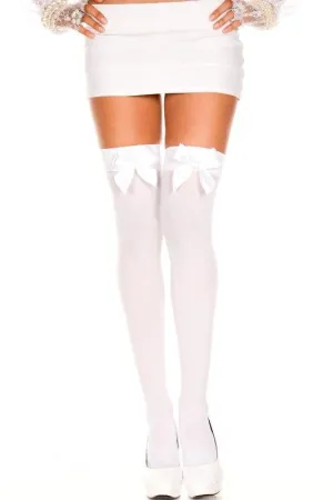 Stockings Thigh High Stay-ups With Bows Opaque