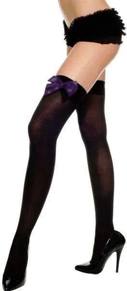 Stockings Thigh High Stay-ups With Bows Opaque