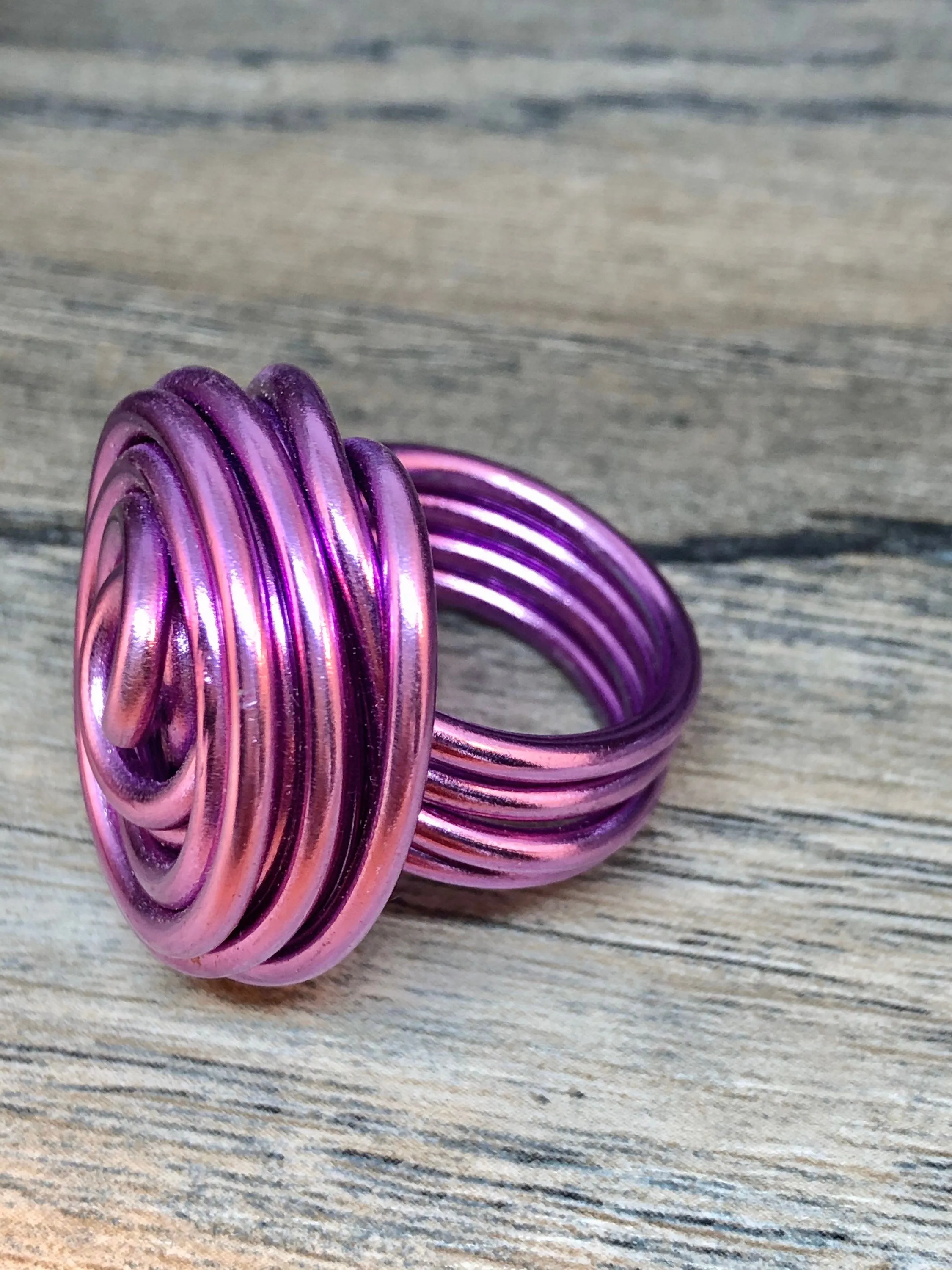Swirl Ring in Purple Aluminum Wire Ring, Custom Ring, Gift for Her, Statement Ring
