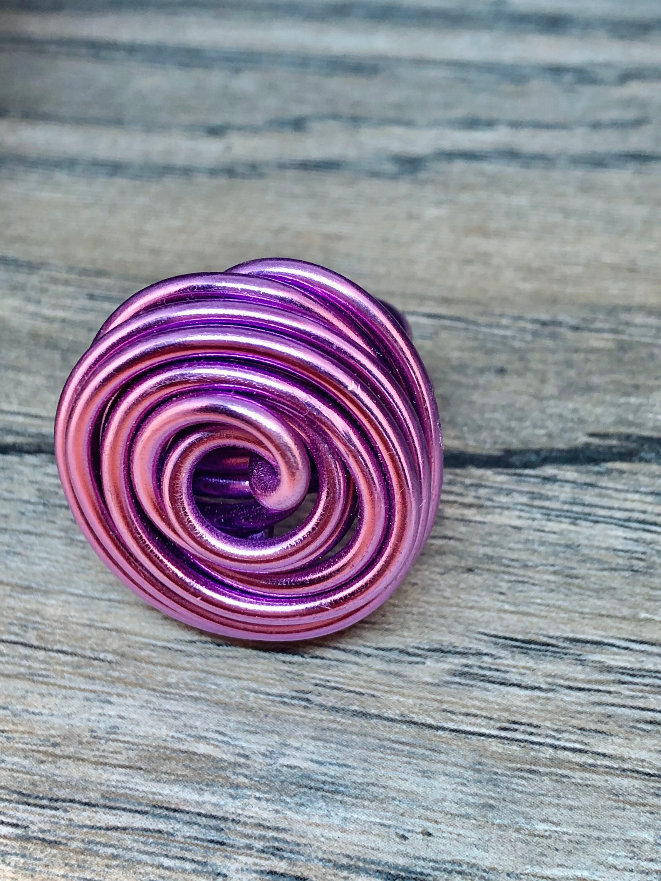 Swirl Ring in Purple Aluminum Wire Ring, Custom Ring, Gift for Her, Statement Ring