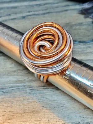 Swirl Ring in Silver and Copper, Aluminum Wire Ring, Custom Statement Ring