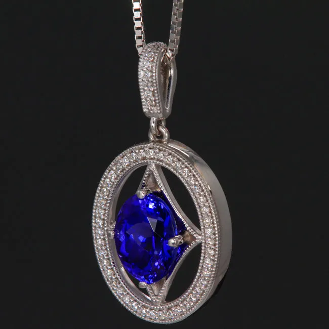 Tanzanite and Diamond Pendant 2.06 Carats