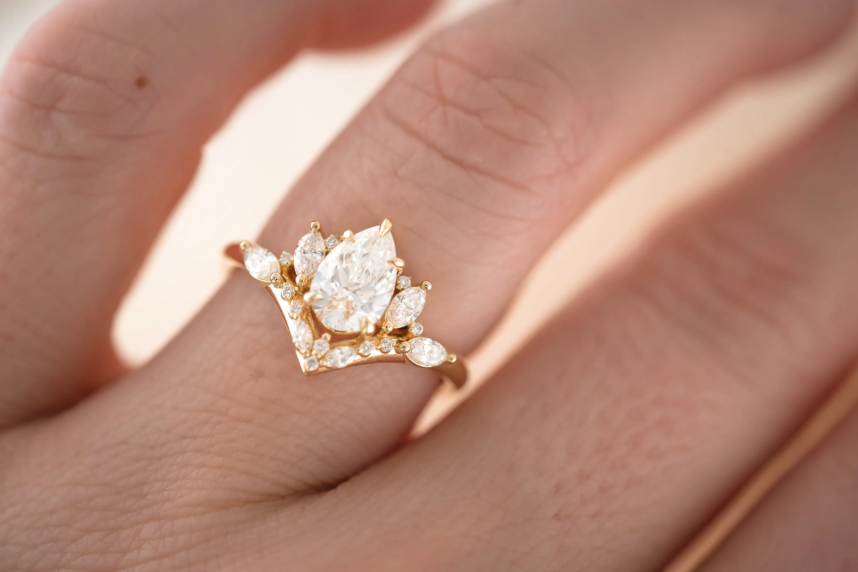 The Aurora 1 CT Pear Diamond Ring