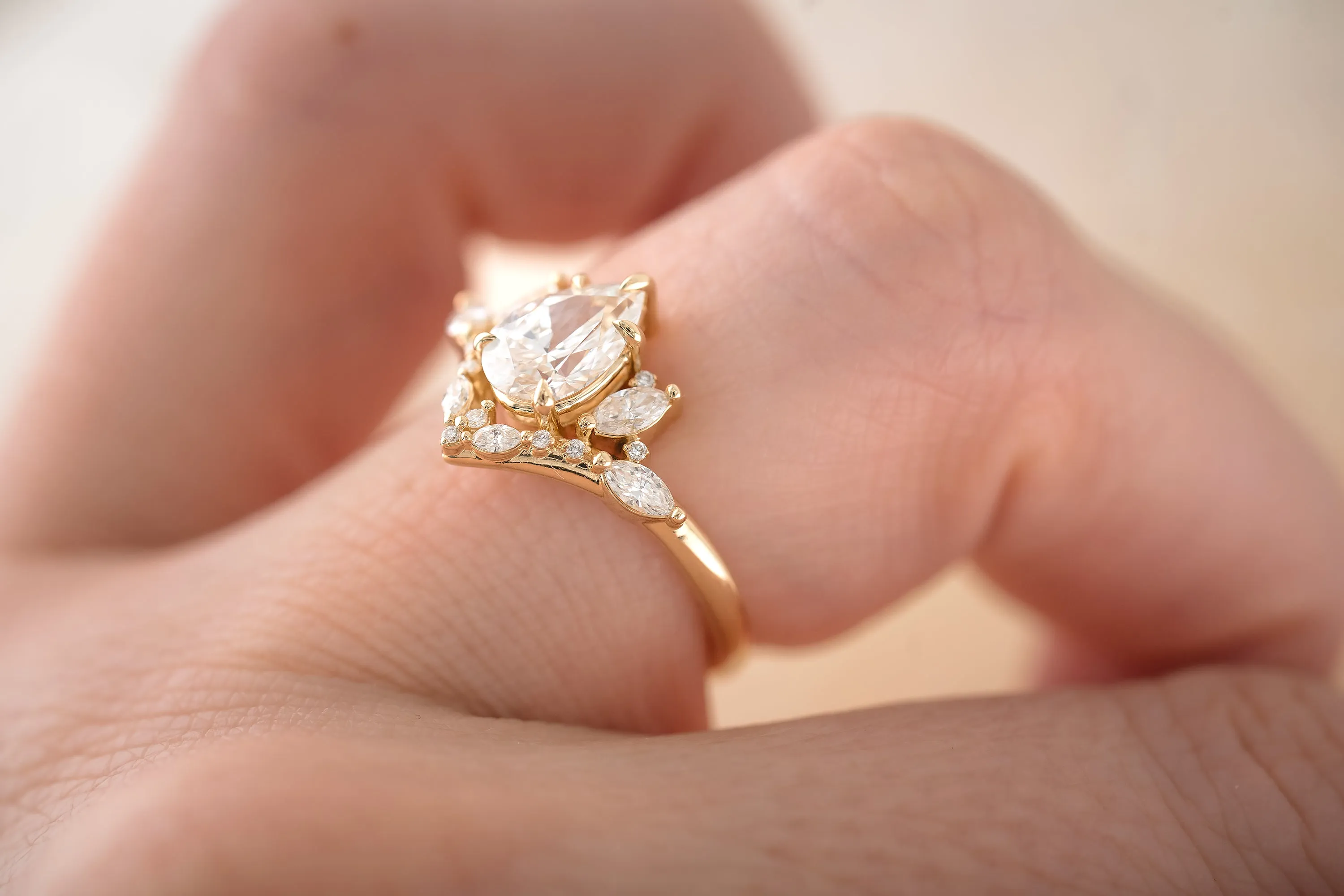 The Aurora 1 CT Pear Diamond Ring