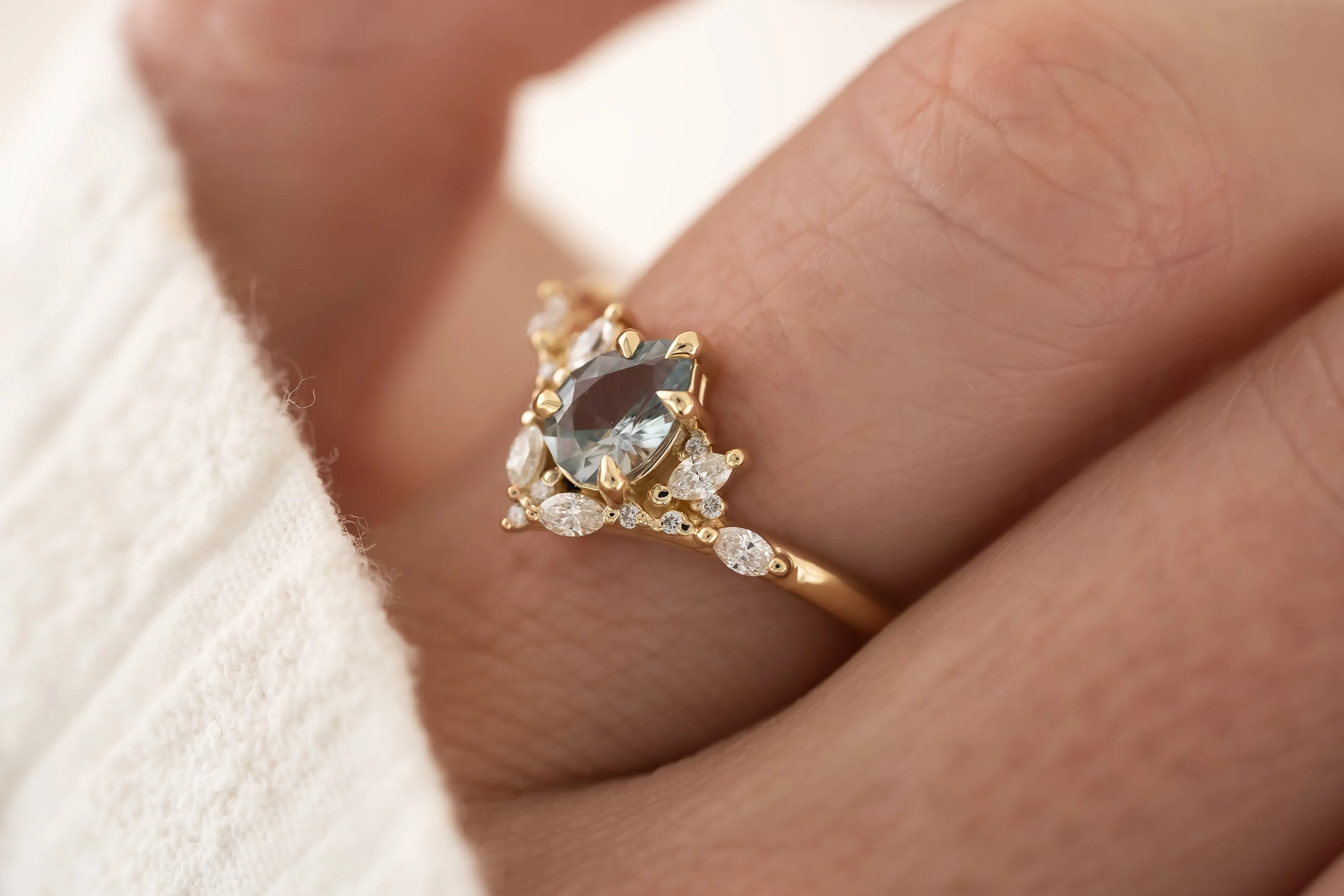 The Aurora Ring - 0.66 CT Pear Light Blue Sapphire