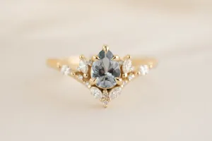 The Aurora Ring - 0.66 CT Pear Light Blue Sapphire
