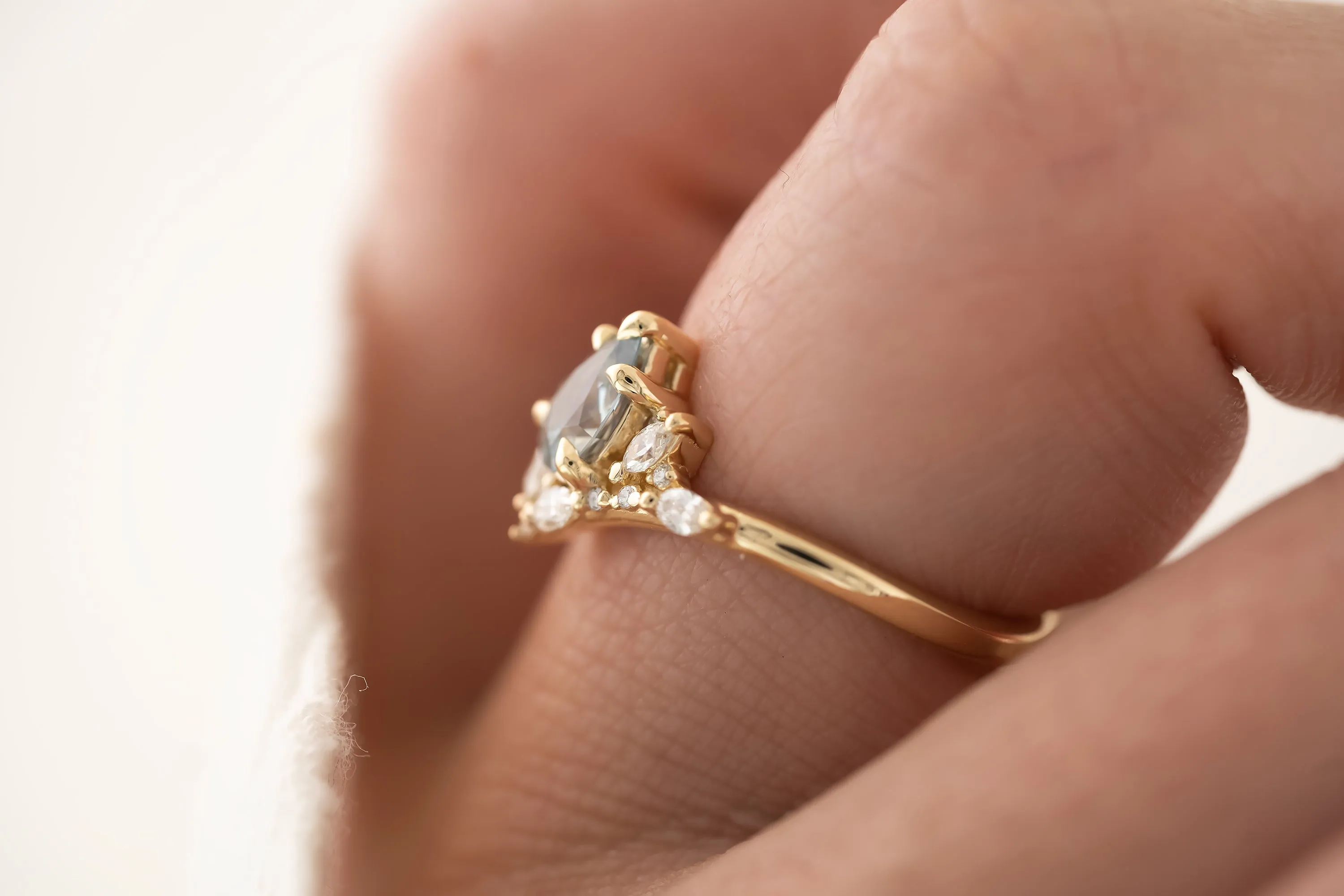 The Aurora Ring - 0.66 CT Pear Light Blue Sapphire