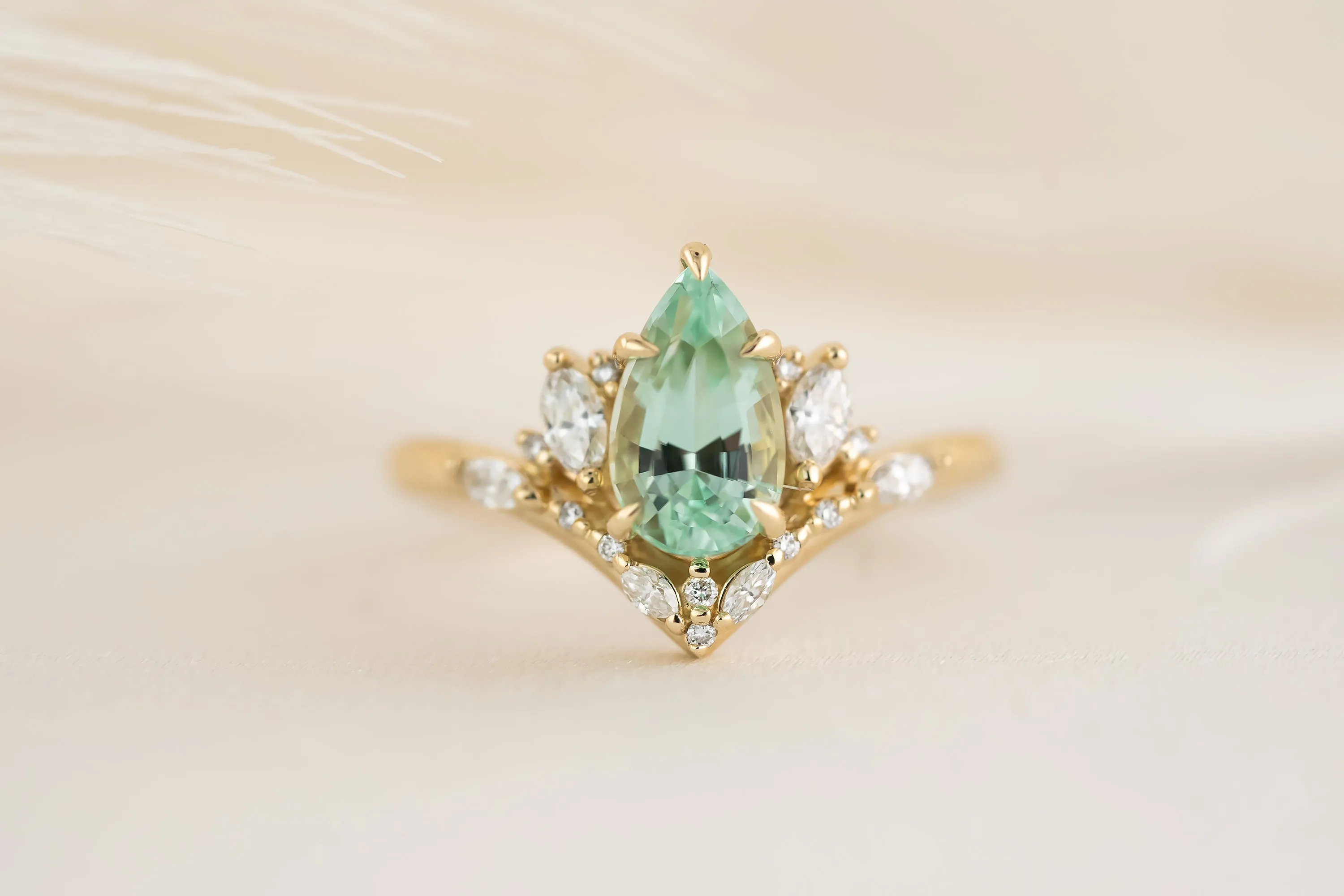 The Aurora Ring - 1.52 CT Pear Cut Lagoon Blue Tourmaline