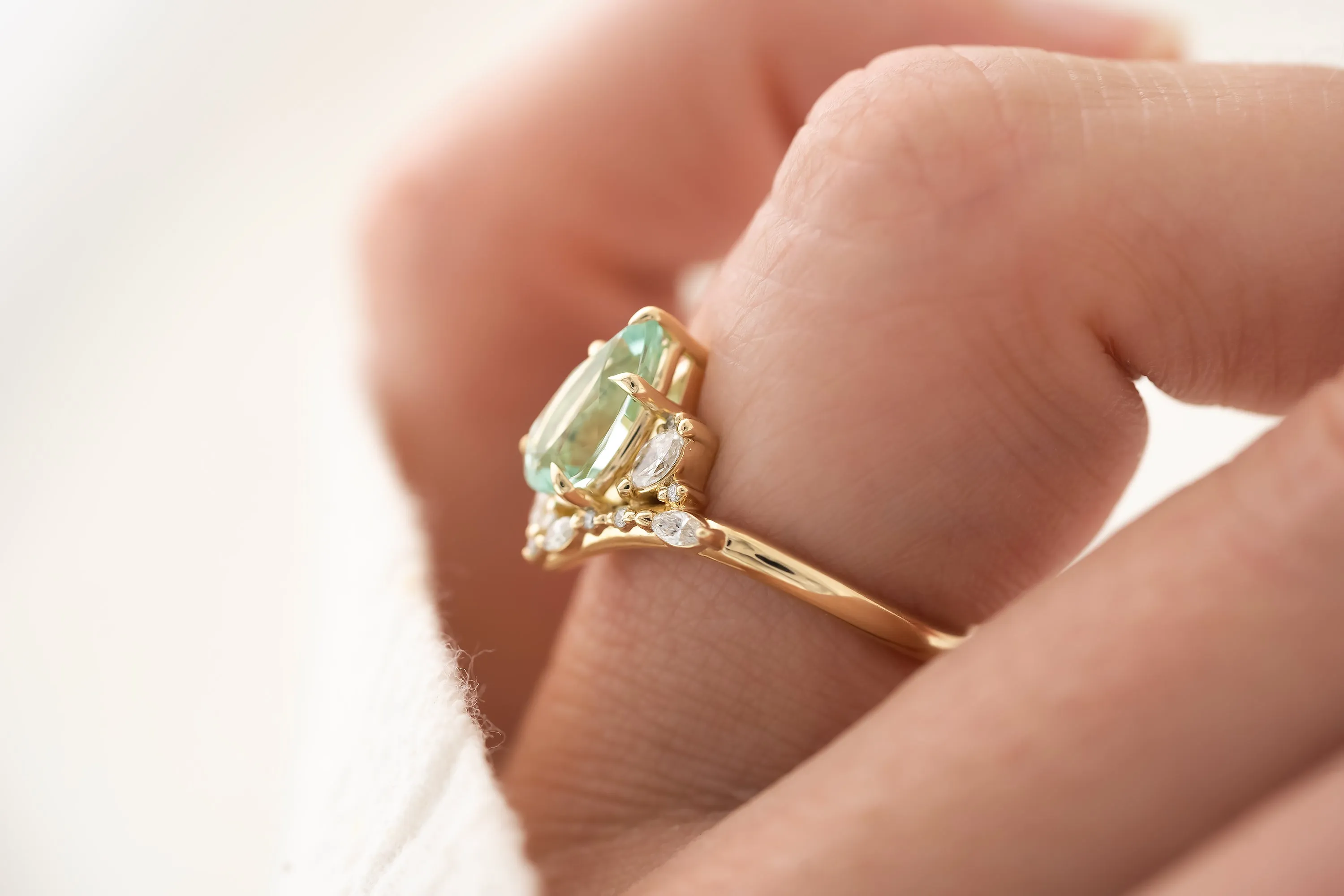 The Aurora Ring - 1.52 CT Pear Cut Lagoon Blue Tourmaline